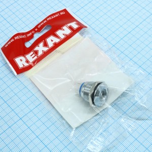 Индикаторная лампа 16мм 12V LED белый, Лампа индикаторная светодиодная 12В D16, белая, корпус - металл