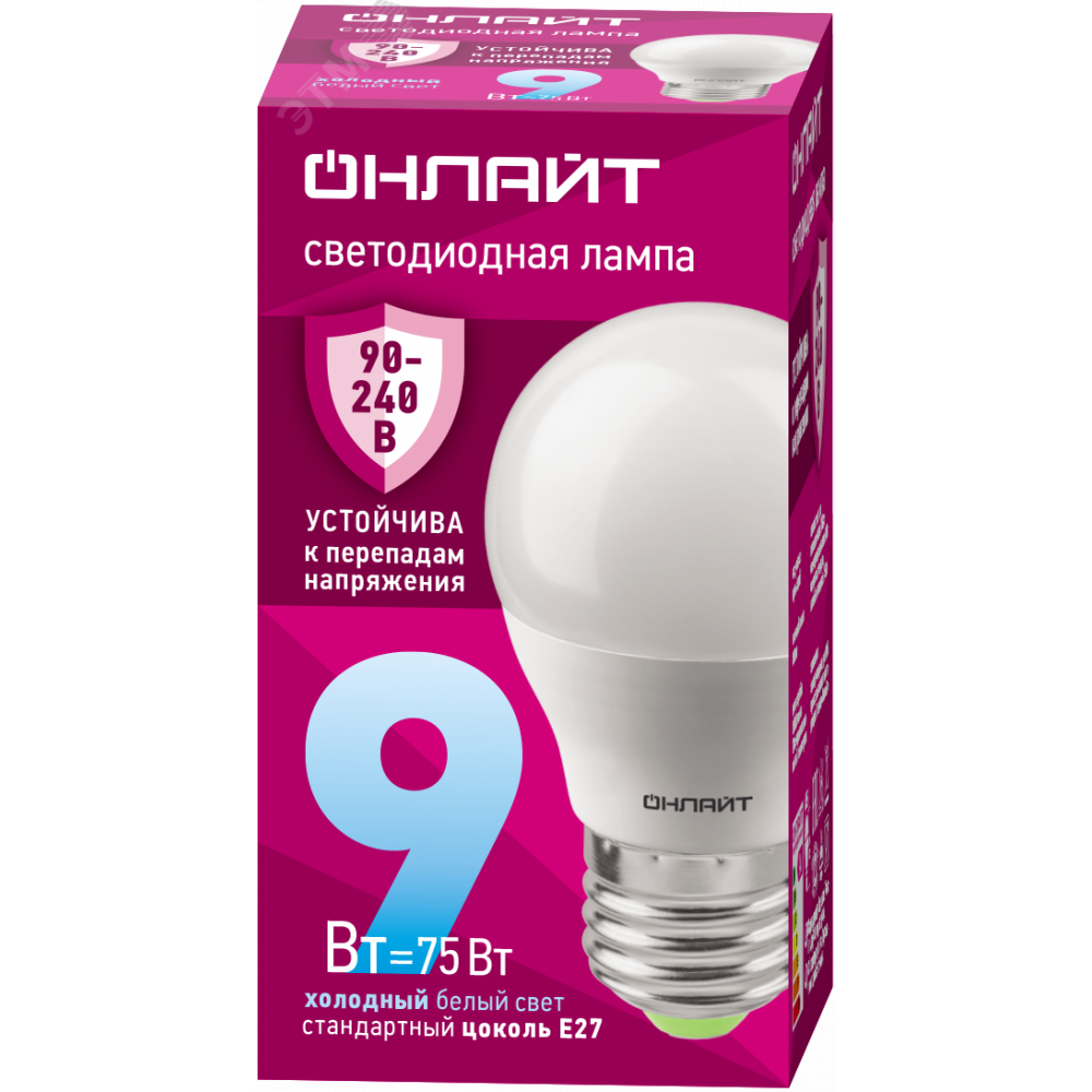 Изображение товара Светодиодная лампа 9 Вт OLL-G45-9-230-6.5K-E27-FR PRO