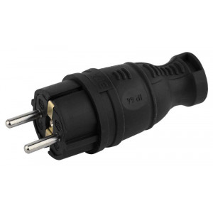 Вилка каучуковая с заземл. прям. 16А IP44 черн. Б0044540