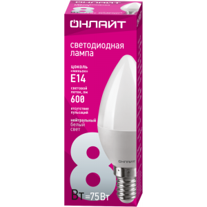 Лампа светодиодная 71 633 OLL-C37-8-230-4K-E14-FR 8Вт свеча 4000К нейтр. бел. E14 600лм 220-240В 71633