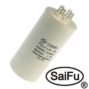 CBB60  70UF   450V (SAIFU), Пусковой конденсатор SAIFU CBB60, 70 мкФ, 450 В