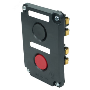 Пост управления ПКЕ 122-2 У2, 10А, 660В, 2 элемента, ч-рный и красный цилиндр, в нишу, IP54 ET519060