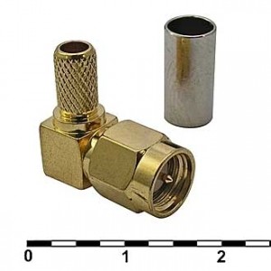 SMA-LC58P, Разъем высокочастотный, штекер SMA угловой обжим под кабель RG58