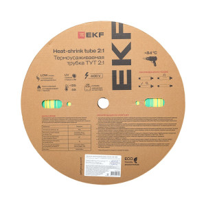 Термоусаживаемая трубка ТУТ нг 16/8 жел-зел рулон PROxima tut-16-yg