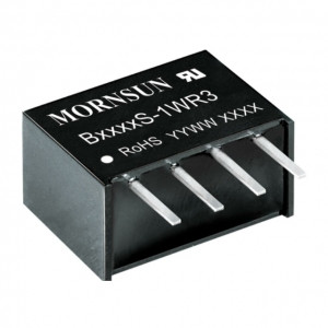 B1512S-1WR3, Преобразователь DC/DC 1 Вт, вход 15 VDC, выход 12 VDC, 0,083 A, SIP на плату