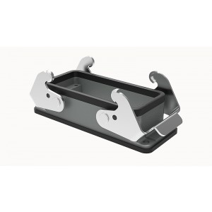 D16B-BK-2L, Основание разъема, открытое, Size D16B, без защитной крышки, с двумя защелками, с уплотнителем, алюминиевый сплав