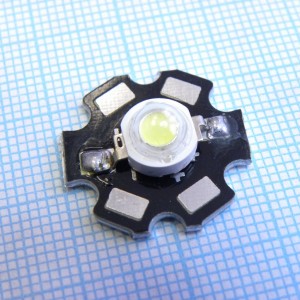 LED 3W на плате холодный белый, 3W 200-220Lm 3.4-3.6V 6500K