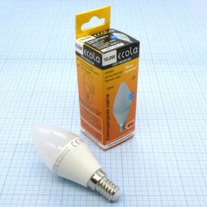 Лампа LED Ecola  10W хол свеча (267), E14,4000k,100*37,композит