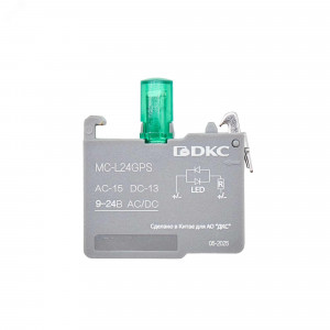 Контактный блок с клеммными зажимами под винт со светодиодом на  9-24В, зел-ный MC-L24GPS