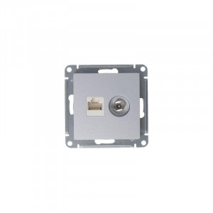 Розетка компьютерная + телевизионная 2-м AtlasDesign RJ45 кат.5E + TV механизм алюм. SE ATN000389