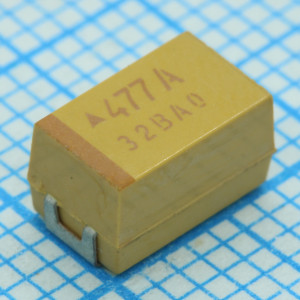 TAJE337K006RNJ, ЧИП-конденсатор танталовый твердотельный 330мкФ 6.3В типоразмер E ±10% (7.3х4.3х4.1мм) выводы внутрь SMD 7343-43 0.4Ом 125°С лента на катушке