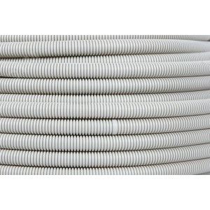 Труба гофрированная ПВХ d25мм с протяжкой сер. (уп.50м) Plast PROxima tg-z-25