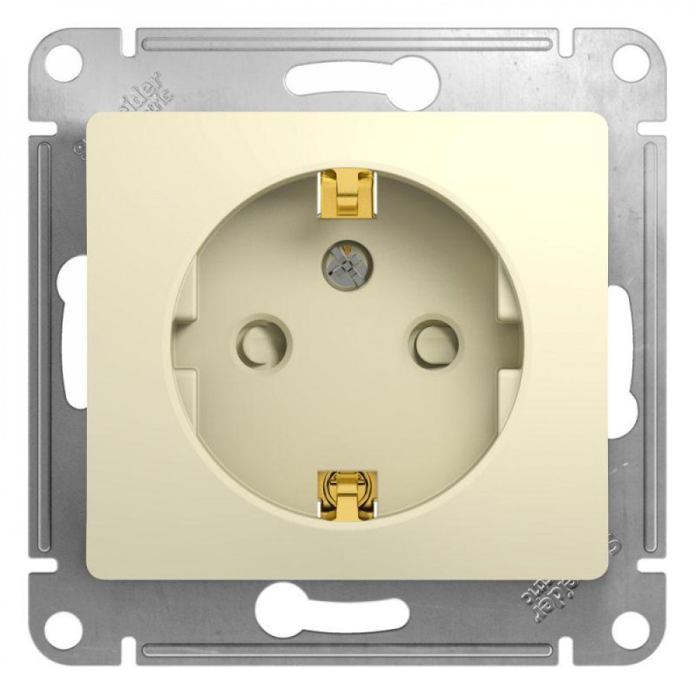 Изображение товара Розетка 1-м СП Glossa 16А IP20 с заземлением бежевый SE GSL000245