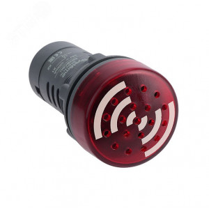 Зуммер с подсветкой красный 24В DC прерывестый звук SB7KS2B4I