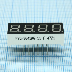 FYQ-3641AG-11, 4-х разрядный индикатор 9,2мм/зеленый/14-18-мКд/ОК