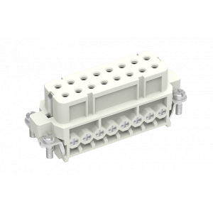 Розеточная контактная вставка SA-016-F, Розеточная контактная вставка, винтовая фиксация, 16 полюсов + PE, типоразмер 16A, 400V, 16A, сечение обслуживаемых проводников 1,0-2,5 мм кв, тип покрытия контактов: серебро