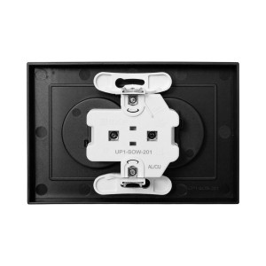 Механизм розетки двойной, 16А, без заземления, со шторками, с рамкой, ч-рный Эпика EKF UP1-SOB-201