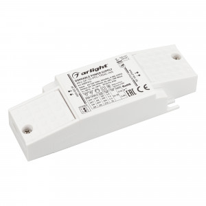 Блок питания ARJ-SP-10-PFC-TRIAC-INS (10W, 26-38V, 0.18-0.27A) 028779(1), Диммируемый источник тока по стандарту TRIAC с гальванической развязкой для светильников и мощных светодиодов. Входное напряжение 220-240 VAC. Выходные параметры: 26-38 В, 180-270 mА, 10 Вт. Выбор значения тока осуществляется DIP-переключателем. Встроенны