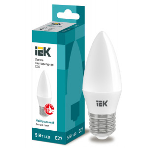 Лампа LED C35 свеча 5Вт 230В 4000К E27 IEK (кр.10шт) [LLE-C35-5-230-40-E27]