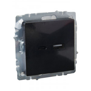 Розетка BRITE USB A+C 18Вт РЮ11-1-БрЧ черн. BR-U22-018-K02