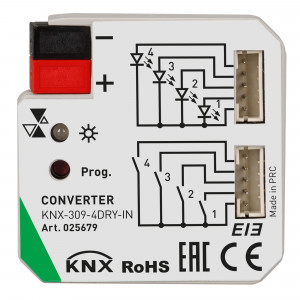 INTELLIGENT ARLIGHT Конвертер KNX-309-4DRY-IN (BUS) 025679, Конвертер KNX 4-х канальный, тип входа 