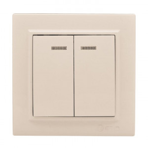 Выключатель 2-кл. СП, Минск, с индикатором 10А, бежевый ERV10-123-20