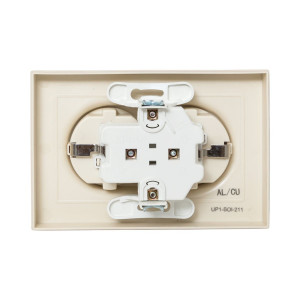 Механизм розетки двойной, 16А, с заземлением, со шторками, с рамкой, кремовый Эпика EKF UP1-SOI-211