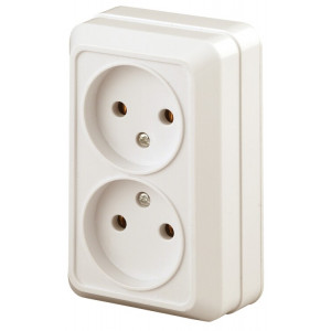 2-203-02 Розетка 2х2P, 16А-250В, IP20, ОУ, Quadro, сл.кость (10/100/2400) Б0027653
