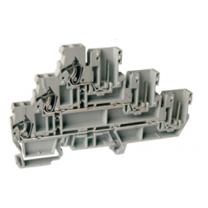 Этажная клемма UJ5-2.5WV/3-3, Этажная клемма, 3 этажа, для подключения разъема, тип фиксации провода: пружинный, номинальное сечение: 2,5 мм кв., 24A, 500V, ширина: 5 мм, цвет: серый, тип монтажа: DIN35