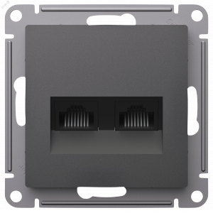 Розетка компьютерная 2-м AtlasDesign RJ45+RJ45 кат.5E механизм базальт SE ATN001485