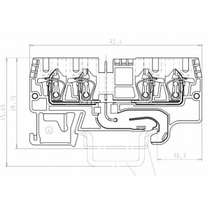Проходная клемма WKFN 2,5 D/D/35, Проходная клемма, 4 точки подключения, тип фиксации провода: пружинный, номинальное сечение: 2,5 мм кв., 24A, 800V, ширина: 5 мм, цвет: черный, тип монтажа: DIN35