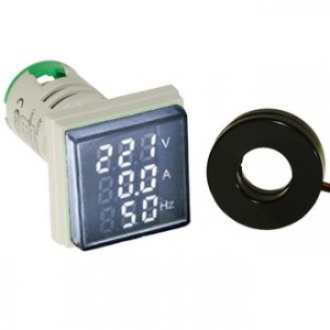 DMS-301, Цифровой LED многофункциональный измеритель AC 60-500В/2-100А/0-99Гц, AD16-22VAHZS, белый, установка на панель в отв d=22мм