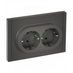 Розетка 2-м СП FORTE&PIANO FP323 16А с заземл. защ. шторки безвинт. крепл. сер. IEK FP-R24-16-1-K03