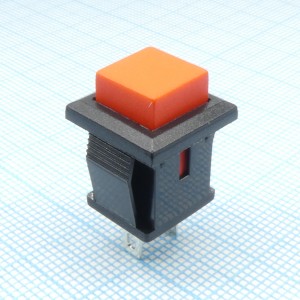 PB-02R-G, Кнопка без фиксации на замыкание 0.5А 250В квадратная -красный-