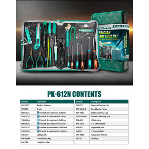 PK-612NB, Набор инструмента для ремонта электроники, 20 предметов в сумке на молнии
