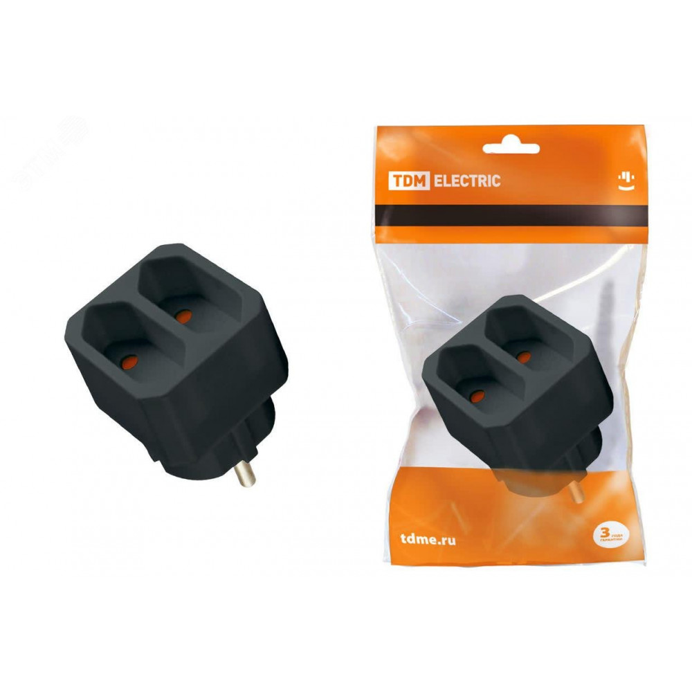 Изображение товара Блок на 2 гнезда TDM ELECTRIC 2П 2,5А черный SQ1806-0306