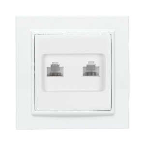 Розетка компьютерная + телефонная 2-м СП Минск RJ45 + Phone бел. Basic ERK00-135-10
