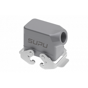 Крышка разъема S10B-SE-2L.M-PG16, Крышка разъема на кабель, типоразмер 10B, без уплотнителя, 1 отверстие с резьбой для кабельных вводов PG16, с боковым расположением, с двумя защелками, материал корпуса: алюминиевый сплав