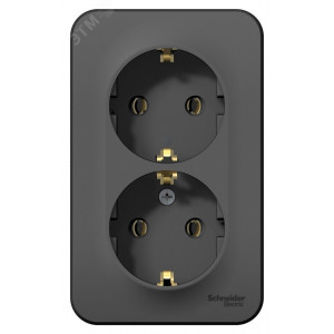 Розетка 2-м ОП Blanca 16А IP20 250В с заземл. без защ. шторок с изолир. пластиной антрацит SE BLNRA010216