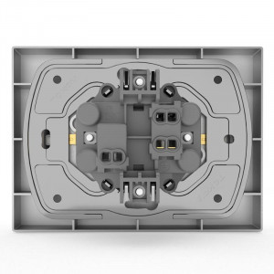 Розетка 2-м СП Pixel 16А IP20 с заземл. защ. шторки в сборе алюм. TKE-PX-R2FZSF-C03