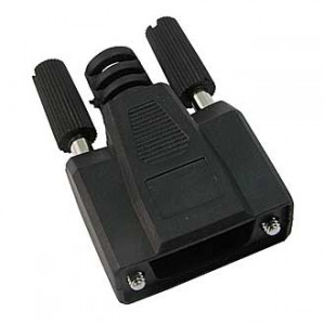 DSUB PLASTIC CASE (DPB-9), Кожух для разъема D-SUB 9pin пластиковый черный с удлиненными винтами