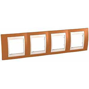 UNICA ХАМЕЛЕОН РАМКА 4-постовая, горизонтальная, БЕЖЕВЫЙ/ ОРАНЖЕВЫЙ C3(5) MGU6.008.569