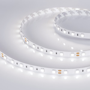Лента RT 2-5000 24V White6000 2x (5060, 300 LED, LUX) 008829, Гибкая лента LUX, светодиоды smd 5060, 60шт/м (300шт на 5м), белая плата 10мм, скотч 3М. Цвет БЕЛЫЙ 5800-6500K. Питание 24V, мощность 14.4 Вт/м (72 Вт на 5м), угол 120°, цветопередача CRI>85. Размеры 5000х10x2.2мм. Мин.отрезок 100мм, 6 светодиодов. Цена з