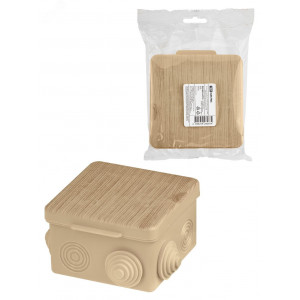 Распаячная коробка ОП 80х80х50мм, крышка, "ЭКО" (сосна), IP54, 7вх. инд. штрихкод SQ1401-0712