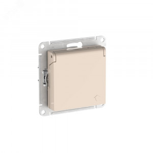 ATLASDESIGN РОЗЕТКА с заземлением со штораками с крышкой, 16А,IP20,мех., быстрозажимные клеммы, БЕЖЕВЫЙ ATN000246S