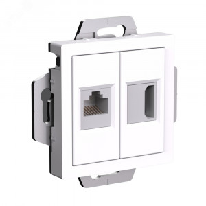 ATLASDESIGN РОЗЕТКА двойная HDMI+RJ45, кат.5Е, механизм, БЕЛЫЙ ATN000182