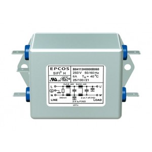 B84113H0000B110, Фильтр линии питания двухпроводный 50Гц/60Гц 10A 250В резьбовая шпилька фланцевое крепление