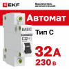 Выключатель автоматический модульный 1п C 32А 4.5кА ВА 47-29 Basic EKF mcb4729-1-32C