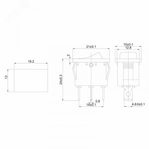 RWB-206-1 красный, Выключатель клавишный с подсветкой ON-OFF (3c) 15А 12В