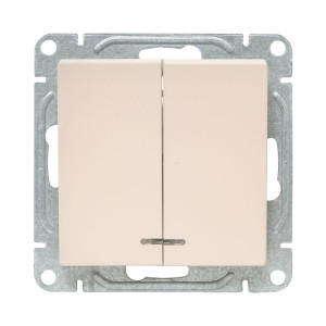 Механизм выключателя, двухклавишный, с подсветкой, кремовый Эпика EKF UP1-SWI-24